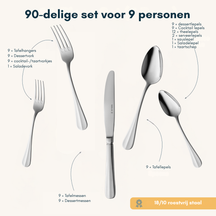 Sola Besteckset Hollands Glad - 18/10 Edelstahl - 90-teilig / 9 Personen