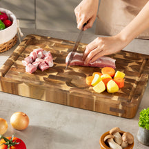 Namture Hackblock / Schneidebrett Akazie Classic - 45 x 30 cm - Holz Zubereitungsbrett