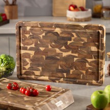 Namture Hackblock / Schneidebrett Akazie Classic - 45 x 30 cm - Holz Zubereitungsbrett