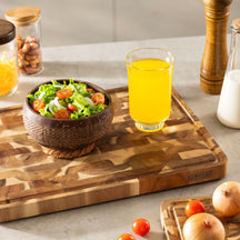 Namture Schneidebrettset Akazie Endgrain 2-teilig - M & XL - Holz Schneide- und Vorbereitungsbretter