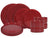 ONA Geschirrset Fika Burgundy 12-teilig / 4 Personen - 4 Speiseteller, 4 Frühstücksteller und 4 Schalen