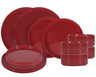ONA Geschirrset Fika Burgundy 12-teilig / 4 Personen - 4 Speiseteller, 4 Frühstücksteller und 4 Schalen