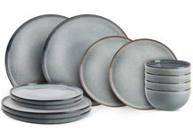 ONA Geschirrset Duna Blue - 12-teilig / 4 Personen - 4 Speiseteller, 4 Frühstücksteller und 4 Schalen