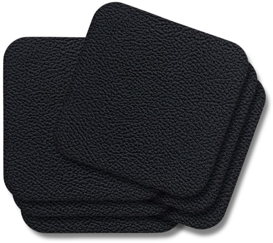 Cookinglife Untersetzer - Veganes Leder - Schwarz - 10 x 10 cm - 6 Stück