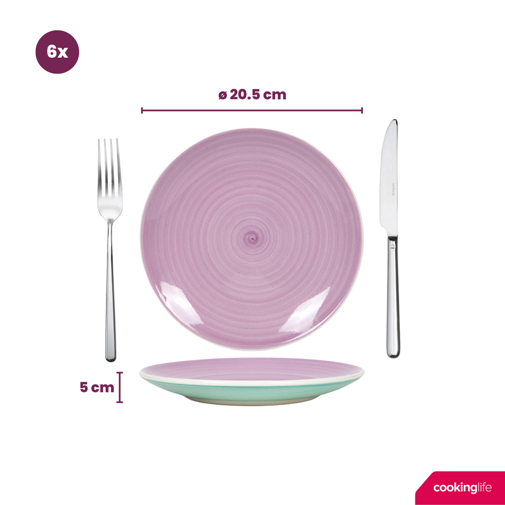 Cookinglife Frühstücksteller / Dessertteller Pastel Harmony ø 19 cm - 6 Stück