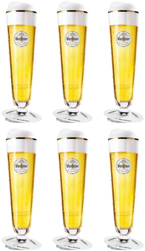 Warsteiner Biergläser mit Fuß 400 ml - 6 Stück