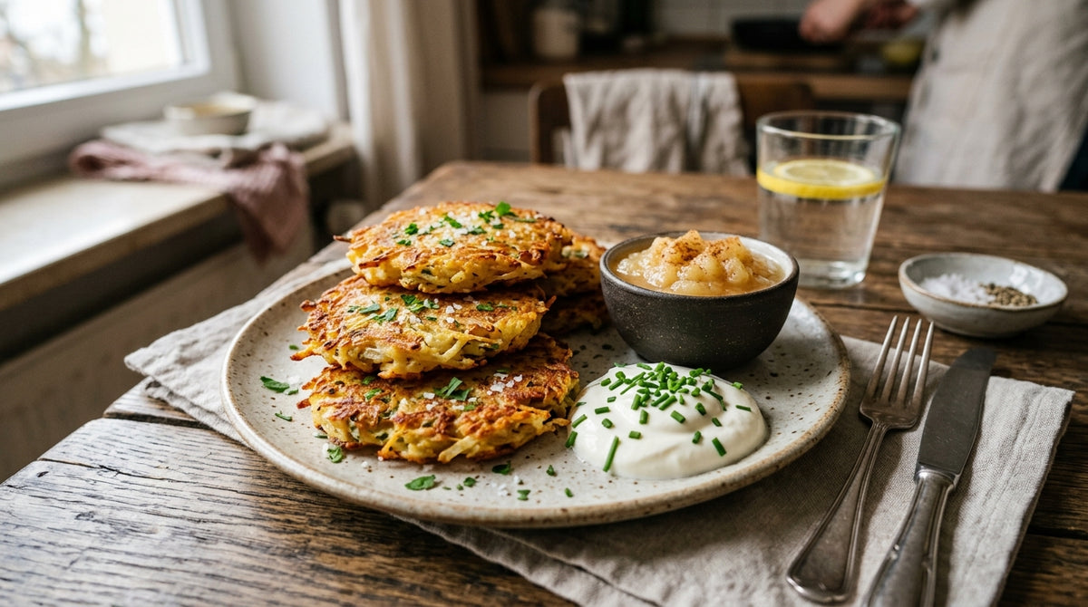 Knusprige deutsche Kartoffelpfannkuchen, die du nicht liegenlassen kannst