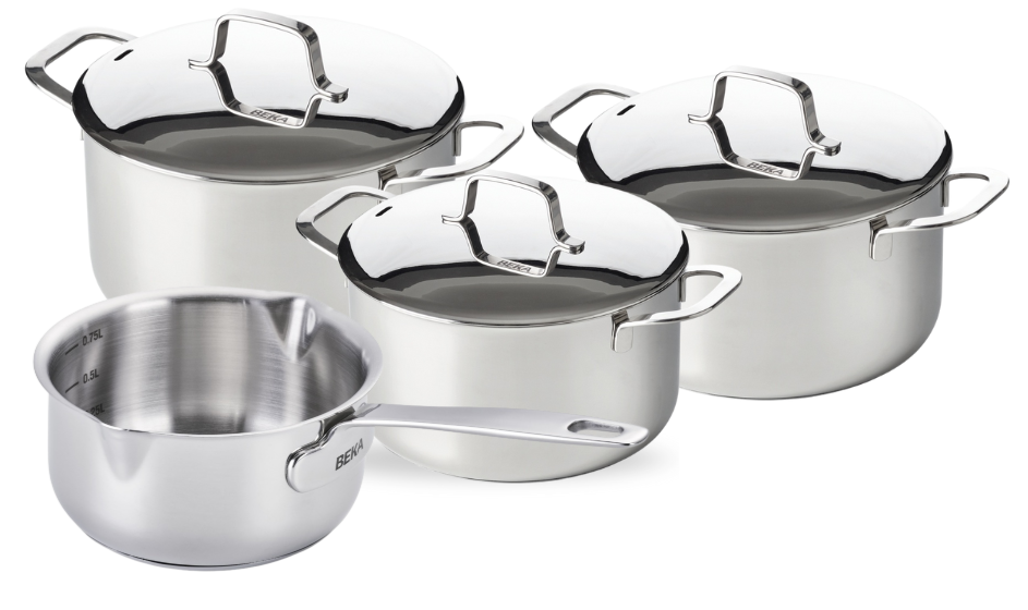 Beka Topfset Maestro 4-teilig - ohne Antihaftbeschichtung - geeignet für alle Wärmequellen (Kochpannen & Stielkasserolle)