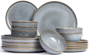 ASA Selection Geschirrset Saisons - Denim - 18-teilig / 6 Personen - 6 Dinner-Teller, 6 Frühstücksteller und 6 Schalen