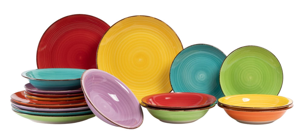 Studio Tavola Geschirrset Sunny Summer - 18-teilig / 6 Personen - 6 Frühstücksteller, 6 Suppenteller und 6 Speiseteller
