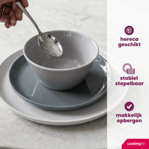 Cookinglife Suppenschüsseln / Schüsseln – Siaki Weiß / Blau / Grau ø 14 cm – Porzellan – 6 Stück