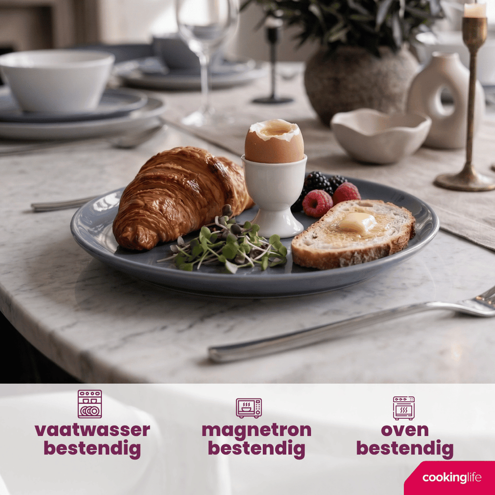 Cookinglife Frühstücksteller / Dessertteller Siaki - Weiß / Blau / Grau ø 19 cm - Porzellan - 6 Stück