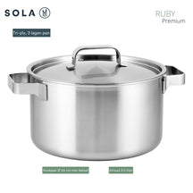 Sola Kochtopf / Suppentopf mit Deckel Ruby - Triply Edelstahl ø 24 cm / 5.5 Liter - geeignet für alle Wärmequellen