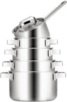 Sola Topfset Ruby 5-Teilig Premium Triply Edelstahl - Kochtopf ø 16, 18, 20, 24 cm & Stielkasserolle ø 16 cm - geeignet für alle Wärmequellen