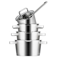 Sola Topfset Diamond 4-teilig – Edelstahl – downdraft-geeignet – Kochtöpfe Ø 16, 18, 20 cm & Stieltopf Ø 16 cm – geeignet für alle Herdarten