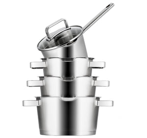 Sola Topfset Diamond 4-teilig – Edelstahl – downdraft-geeignet – Kochtöpfe Ø 16, 18, 20 cm & Stieltopf Ø 16 cm – geeignet für alle Herdarten