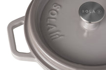 Sola Bräter mit Deckel Gusseisen - Grau - ø 24 cm / 3.2 Liter - Emaillierte Antihaftbeschichtung