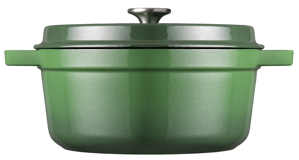 Sola Bräter mit Deckel Gusseisen - Grün - ø 28 cm / 5 Liter - Emaillierte Antihaftbeschichtung