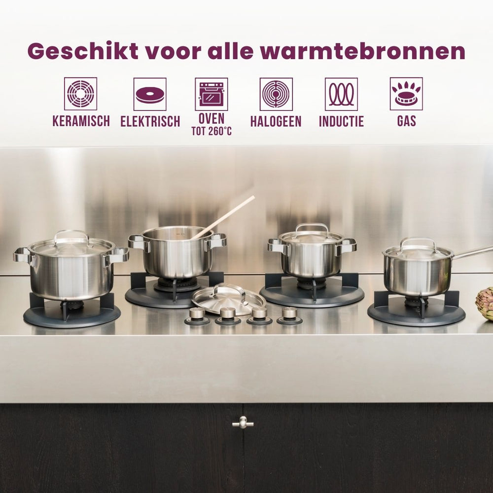 Sola Topfset Ruby 5-Teilig Premium Triply Edelstahl - Kochtopf ø 16, 18, 20, 24 cm & Stielkasserolle ø 16 cm - geeignet für alle Wärmequellen