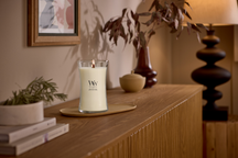 WoodWick Duftkerze Large Vanilla & Sea Salt - 18 cm / ø 10 cm - Duftkerze im Glas - Holzdocht