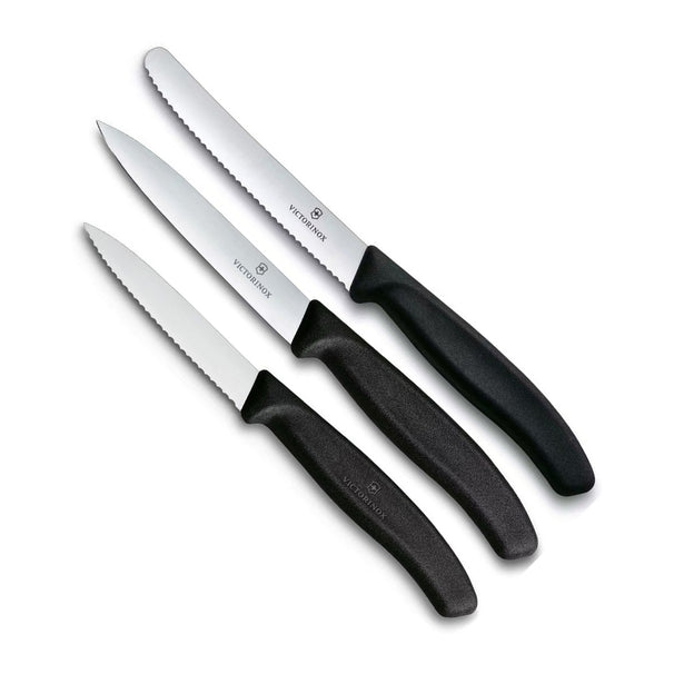 Victorinox Gemüsemesser-Set Swiss Classic Schwarz 3-teilig - Tomatenmesser, Officemesser & Schälmesser