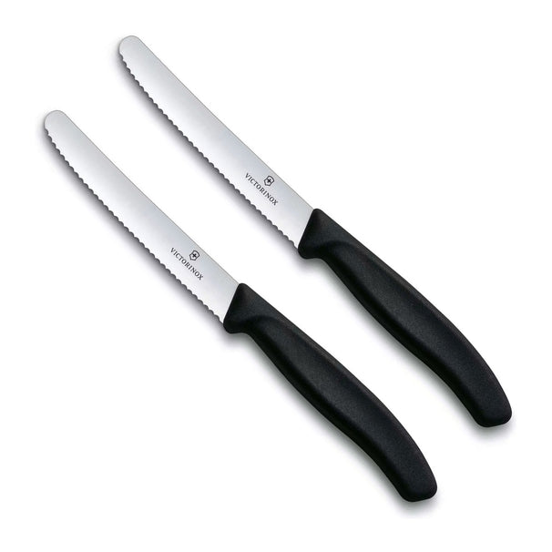 Victorinox Tomatenmesser Wellenschliff Swiss Classic Schwarz - 11 cm - 2 Stück