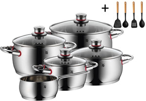 WMF Topfset Quality One - RVS - 5-teilig - Inklusive GRATIS Cookinglife Kochgeschirr Set - Kochtopf ø 16, 20, 20 und 24 cm sowie Stielkasserolle ø 16 cm