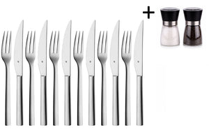 WMF Steakbesteck Nuova 12-teilig - Inklusive GRATIS Cookinglife Pfeffer- und Salzmahlerset