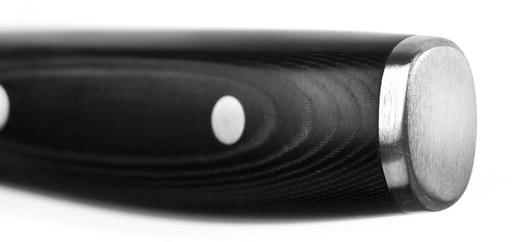 Yaxell Ran Kochmesser mit Antihaft-Noppen, 20 cm – 69-lagiger Damaststahl – Griff aus Canvas-Micarta