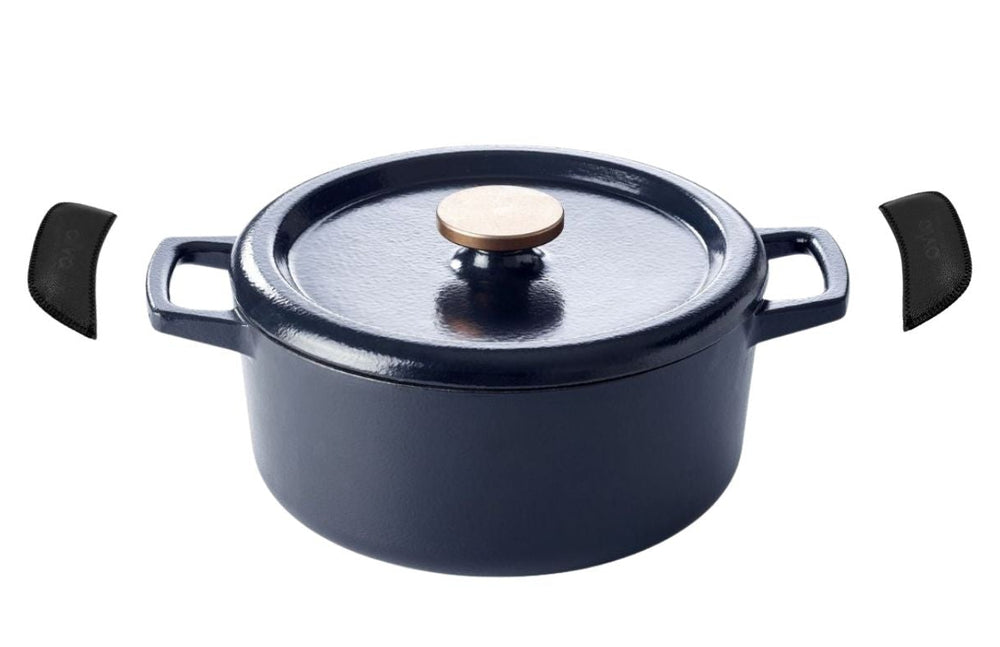 Alva Bräter - Dutch Oven - Nori - Gusseisen ø 26 cm -emaillierte Antihaftbeschichtung + Gratis Ledergriffe