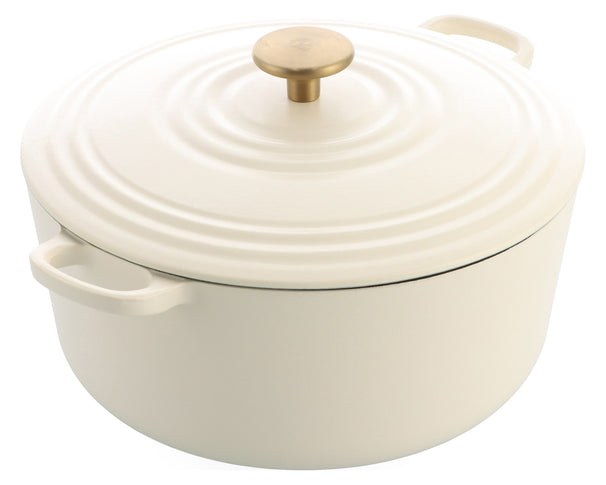 BK Bräter Bourgogne Cream White Gusseisen ø 28 cm / 6,7 Liter - emaillierte Antihaftbeschichtung
