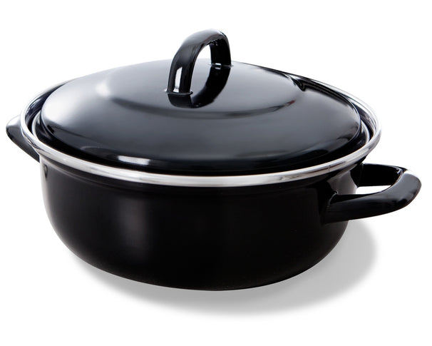 BK Bräter Fortalit Emaille Schwarz ø 36 cm / 7,5 Liter - emaillierte Antihaftbeschichtung