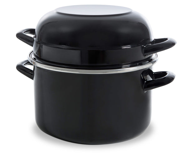 BK Muscheltopf Fortalit Emaille Schwarz ø 22 cm / 5 Liter - emaillierte Antihaftbeschichtung