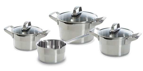 BK Topfset Premium+ Edelstahl 4-teilig - Kochtöpfe ø 16, 18 & 20 cm & Stielkasserolle ø 16 cm