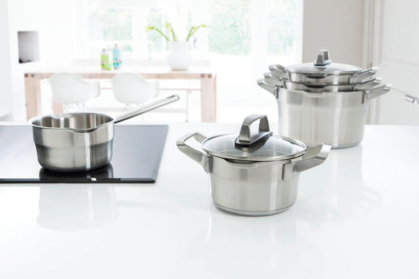 BK Topfset Premium+ Edelstahl 4-teilig - Kochtöpfe ø 16, 18 & 20 cm & Stielkasserolle ø 16 cm