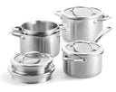 BK Topfset Twist Edelstahl 4-teilig - Kochtöpfe ø 16, 18 & 20 cm & Stielkasserolle ø 16 cm