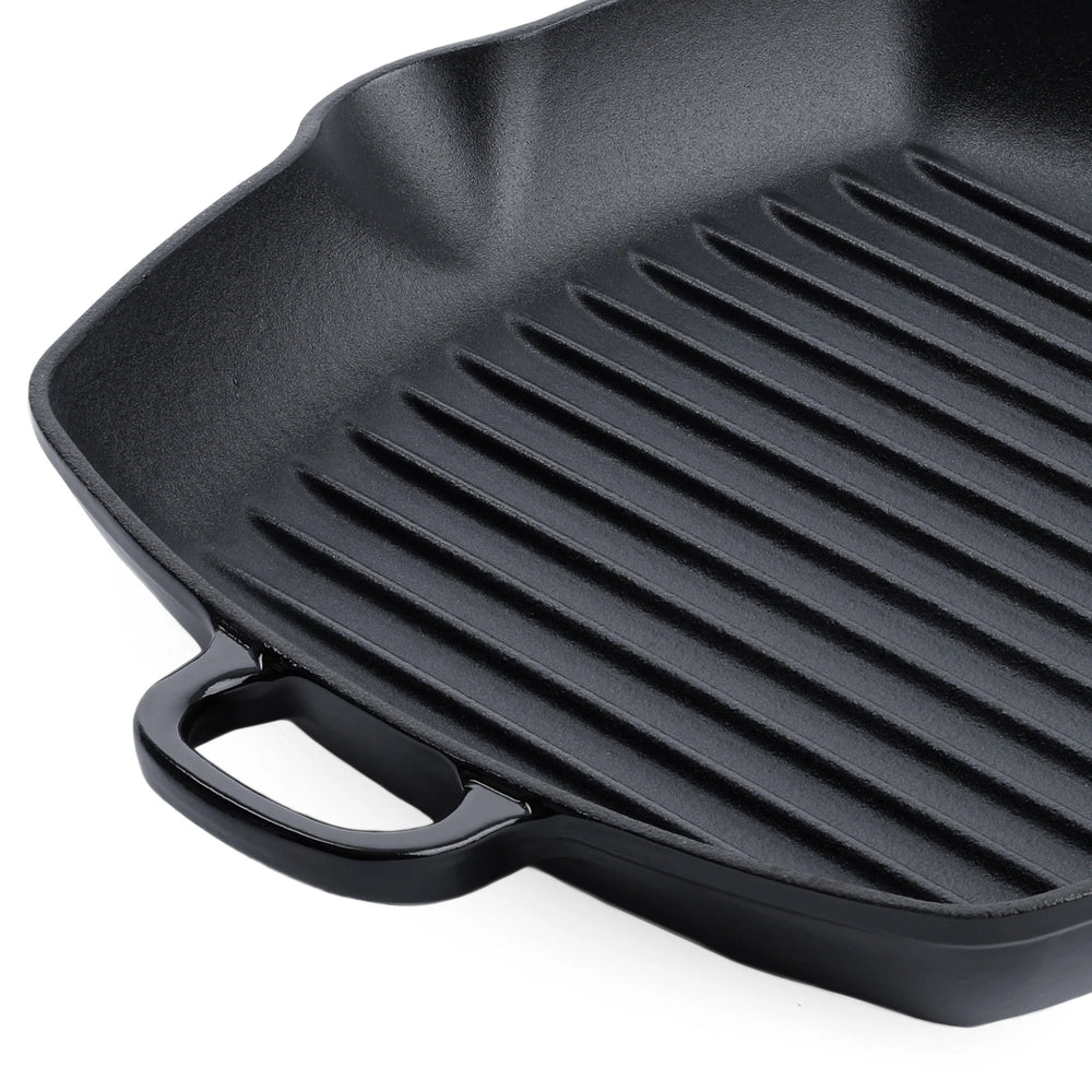 BK Grillpfanne Bourgogne Jet Black Gusseisen 26 x 26 cm - emaillierte Antihaftbeschichtung