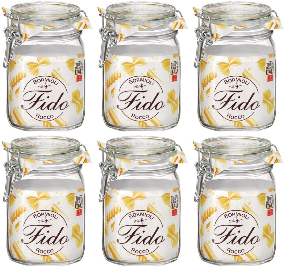 Bormioli Rocco Fido Einmachgläser, 11 x 11 cm / 1 Liter – 6 Stück