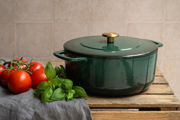 Combekk Topfset Gusseisen Holly Green 4-teilig - Bräter ø 24, 28 cm & Bratpfanne ø 24, 28 cm