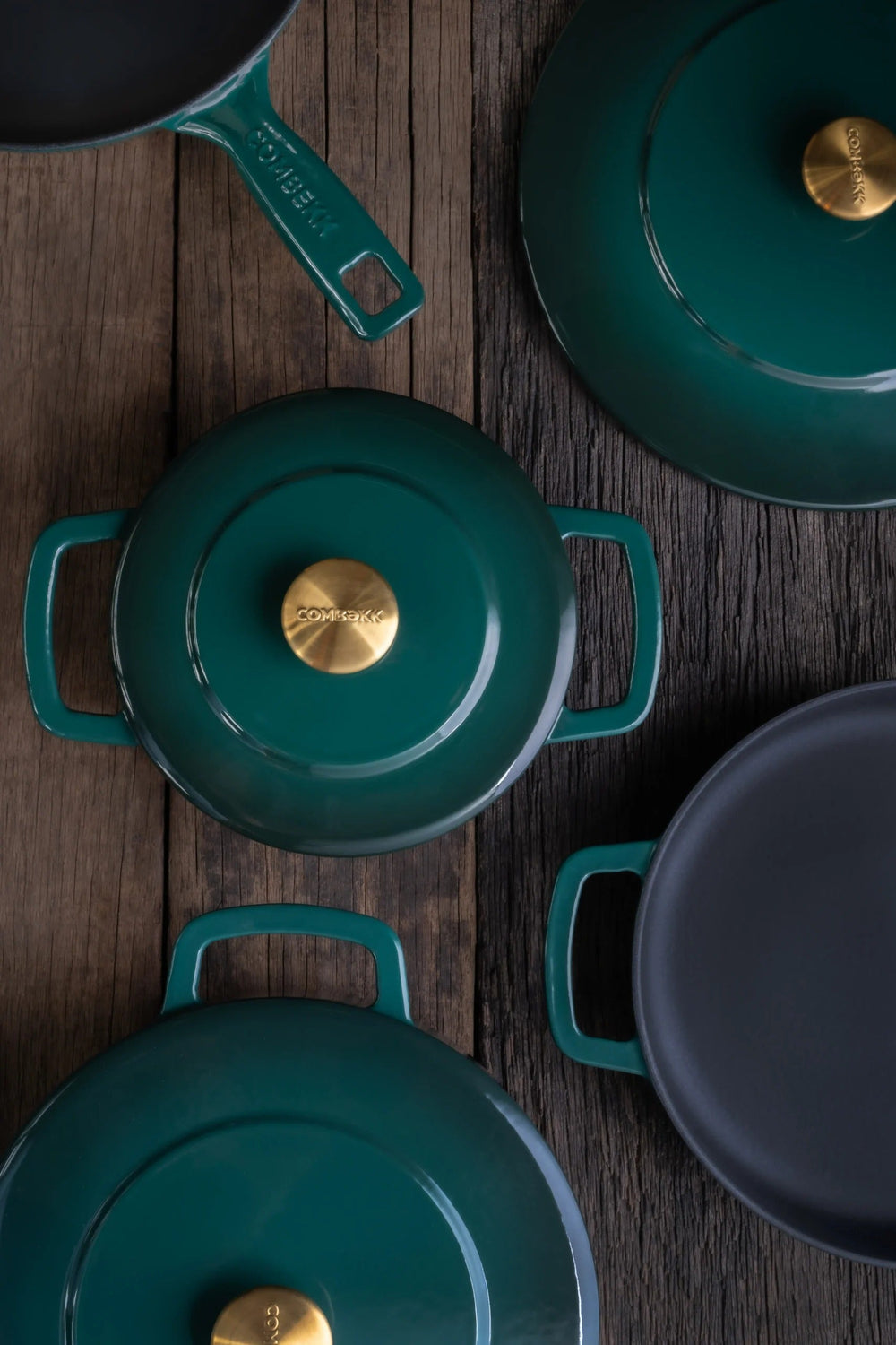 Combekk Pannenset Gietijzer Holly Green 4-delig - sfeerbeeld 2