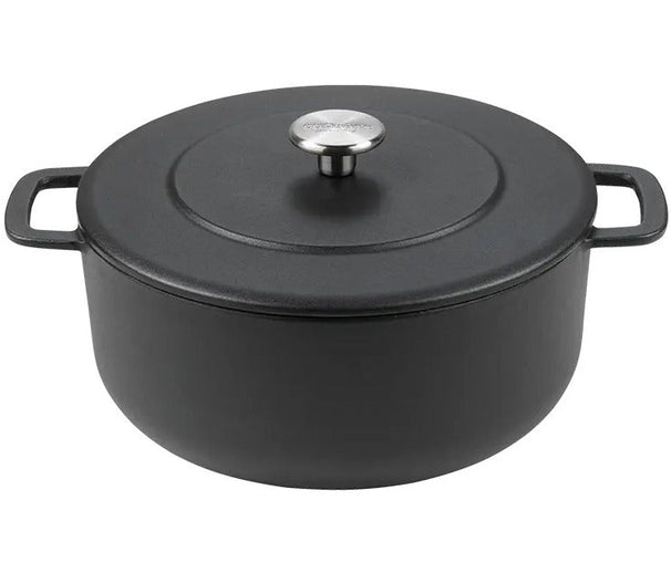 Combekk Bräter mit Deckel Gusseisen Schwarz ø 24 cm / 3,8 Liter - emaillierte Antihaftbeschichtung