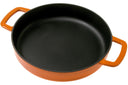 Combekk Bratpfanne Skillet mit 2 Griffen Gusseisen Orange ø 24 cm - emaillierte Antihaftbeschichtung