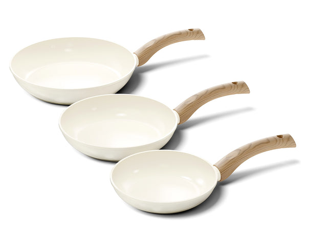 CP Bratpfannenset Go Ivory Creme 3-teilig - ø 20, 24 & 28 cm - keramische Antihaftbeschichtung