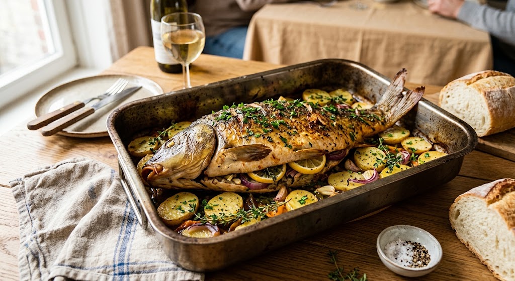 Ein klassisches Fischgericht mit einer schmackhaften Füllung aus Kräutern und Zitrone
