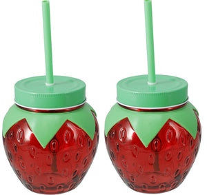 Cookinglife Wassergläser Glas/Kunststoff 10cm - 2er Set Trinkglas - Erdbeere