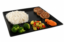 Cookinglife Fondueteller / Gourmetteller / Grillteller – 5 Fächer – Schwarz – 24 x 24 cm – 4 Stück