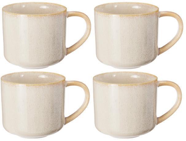 Cookinglife Kaffeetassen Serene Sand 330 ml – Steingut – 4 Stück