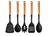 Cookinglife Kochgeschirr Set - Kochgeschirr Set - Holz schwarz 5-teilig - Schaumkelle, Suppenlöffel, Spaghettilöffel, Bratschaufel & Servierlöffel