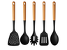 Cookinglife Kochgeschirr Set - Kochgeschirr Set - Holz schwarz 5-teilig - Schaumkelle, Suppenlöffel, Spaghettilöffel, Bratschaufel & Servierlöffel