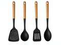 Cookinglife Kochgeschirr Set - Kochgeschirr Set - Holz schwarz 4-teilig - Schaumkelle, Suppenlöffel, Pfannenwender & Servierlöffel